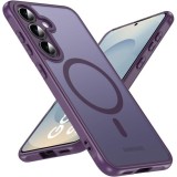 Husa Matte MagSafe pentru Samsung Galaxy S25 5G, protectie completa, contur mov