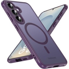 Husa Matte MagSafe pentru Samsung Galaxy S25 Fe, protectie completa, contur mov
