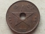CONGO FREE STATE-5 CENTIMES 1887