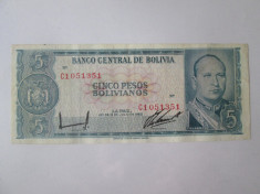 Rara! Bolivia 5 Pesos 1962 foto