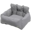 Scaun auto pentru caine/pisica, tip culcus moale, material Oxford, bumbac, cu centuri, gri, 50x54x33 cm, ART