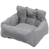 Scaun auto pentru caine/pisica, tip culcus moale, material Oxford, bumbac, cu centuri, gri, 50x54x33 cm, ART