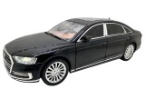 Macheta auto Audi A8 negru metalica cu sunete lumini usi si capota functionale 1:24