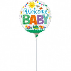 Balon Botez Mini Folie 23 cm Welcome Baby Cute foto