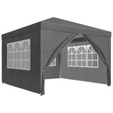 Cort Pavilion Gri 3x3 m cu Pereti Laterali si Ferestre pentru Petrecere, Evenimente, Curte sau Gradina
