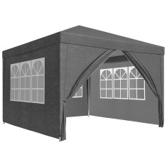 Cort Pavilion Gri 3x3 m cu Pereti Laterali si Ferestre pentru Petrecere, Evenimente, Curte sau Gradina