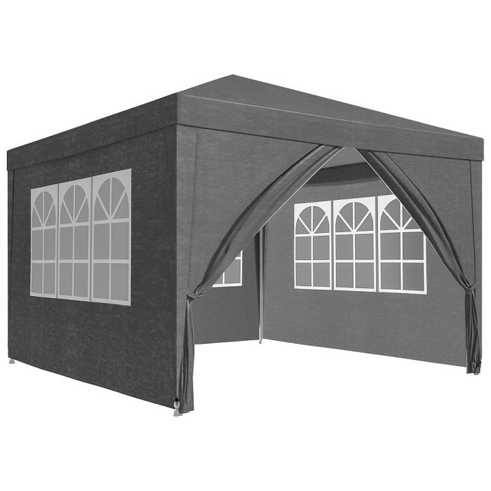 Cort Pavilion Gri 3x3 m cu Pereti Laterali si Ferestre pentru Petrecere, Evenimente, Curte sau Gradina