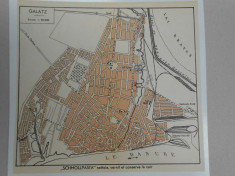 Harta Galati 1920, 17x19 cm, lb. franceza, impecabila foto