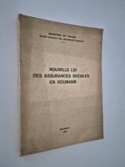 Carte veche 1939 D Ralea Noua Lege a Asigurarilor Sociale in Romania Carte in limba franceza
