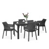 Set mobilier gradina Curver Evyon 4+1, grafit, plastic, 4 locuri, tip set masa si scaune, rezistent intemperii