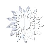 Set 27 Oglinzi Acrilice din PVC, Autoadezive pentru Decorarea Peretilor, Soare cu 26 de Raze, Argintiu, Original Deals