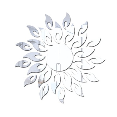Set 27 Oglinzi Acrilice din PVC, Autoadezive pentru Decorarea Peretilor, Soare cu 26 de Raze, Argintiu, Original Deals foto