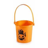 Galetuta Halloween plastic portocaliu negru &Oslash;11cmx10,5H
