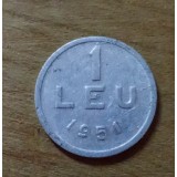 MNDRO10 moneda RPR Romania 1 leu 1951