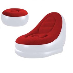 Canapea gonflabila, sezlong cu aer, Dollcini, Pentru camping, Pentru piscina, Festivaluri, Scaun de plaja, Rosu/Alb