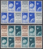 1957 LP 444 a SATELITI ARTIFICIALI AI PAMANTULUI TRIPTIC CU VINIETA BLOCURI MNH, Nestampilat