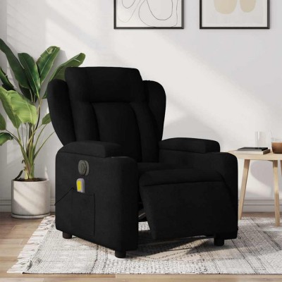 vidaXL Fotoliu electric de masaj rabatabil, negru, textil foto