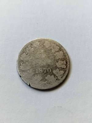 ROMANIA 1 Leu 1870 . Prima moneda romaneasca din argint. Carol I . foto