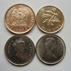 SOUTH AFRICA -1 CENT 1987+HONG KONG 10 CENT 1995+CANADA 2x10 CENT 1989/95 LM1.08