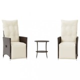 Cumpara ieftin Set bistro cu perne, 3 piese, maro, poliratan