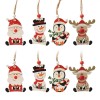 Ornamente Brad de Crăciun, Set 8 Bucăți, Lemn, Moș Crăciun, Om de Zăpadă, Pinguin, Cerb, Multicolor, Oem