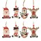 Ornamente Brad de Crăciun, Set 8 Bucăți, Lemn, Moș Crăciun, Om de Zăpadă, Pinguin, Cerb, Multicolor