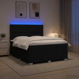 Cumpara ieftin Pat cu arcuri LED si saltea Negru 180 x 200 cm Tesatura