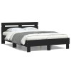Gossi cadru de pat cu tablie si led, negru, 135x190 cm