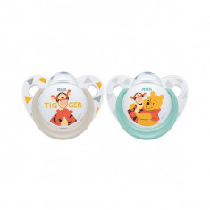 Set 2 suzete ortodontice din silicon 0-6 luni Nuk Winnie The Pooh 730129G, Multicolor foto