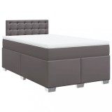 Cumpara ieftin Pat box spring cu saltea, gri, 120x200 cm, piele ecologica
