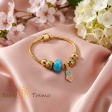 Bratara Protectia Divina , Bratara dama cu charms colorate placata cu aur 14K