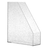 Suport Dosare Transparent cu Glitter Argintiu, 23x8x28cm, CMCLASS
