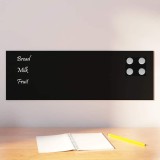 vidaXL Placă magnetică de perete neagră 60x20 cm din sticlă securizată