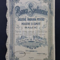 Actiune la purtator 1921 banca Saedinenie din Balcic , actiuni