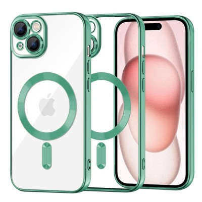 Husa MagSafe pentru Apple iPhone 15, Techsuit, Luxury Crystal, Verde Deschis foto