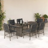 VidaXL Set mobilier de grădină cu perne, 7 piese, gri, poliratan