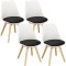 Set 4 scaune dining Verdhe pentru bucatarie cu perna tapitata cu piele ecologica, 44x82cm, alb negru Household NewTrend
