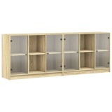 Biblioteca cu usi stejar sonoma 204x37x75 cm lemn compozit