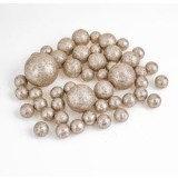 Globuri Decorative de Crăciun Bej Sampanie cu Glitter - Set 24 Bucăți, CMCLASS