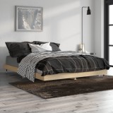 Cumpara ieftin Cadru Pat Stejar Sonoma 135x190 cm Lemn Prelucrat + Metalic. Suport Saltea Dormitor