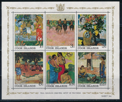 COOK ISLANDS, PICTURA GAUGUIN - BLOC MNH foto