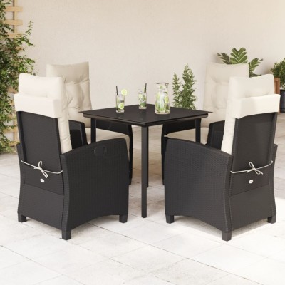 vidaXL Set mobilier de grădină cu perne, 5 piese, negru, poliratan foto