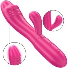 Vibrator cu Limba, 10 Moduri de Vibratie si Lins, Stimulare Dubla, Clitoris si Punctul G, Silicon Medical, Rezistent la Apa, Fara BPA, Usor de Curatat