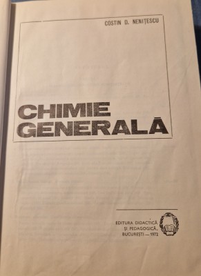 Chimie generala Costin D. Nenitescu foto