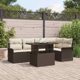 Cumpara ieftin Set de canapele pentru grădină cu pernă 6 pcs Maro Rattan poli