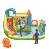 Castel gonflabil parc acvatic pentru copii, cu tobogan și piscină de joacă, pentru 3&ndash;10 ani, 360x320x200 cm, Multicolor