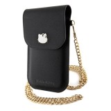 Geanta Crossbody - Hello Kitty Leather Metal Logo Chain (HKOWBPGHDLMK) - Black
