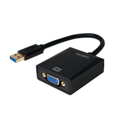 CABLU video LOGILINK, adaptor USB 3.0 (T) la VGA (M), 10cm, rezolutie maxima Full HD (1920 x 1080) la 60 Hz, negru, &quot;UA0231&quot; (timbru verde 0.08 lei)