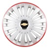 Set 4 Capace Roti, potrivite jantelor de R16, pentru Chevrolet, model falcon argintiu cu rama rosie, Autohelix MSA