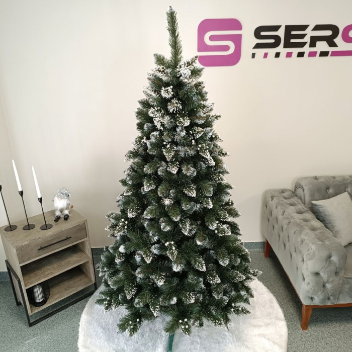 Brad artificial Christmas Deluxe by Sersimo, Crystal nins cu merisoare, 2D, 200cm Household NewTrend